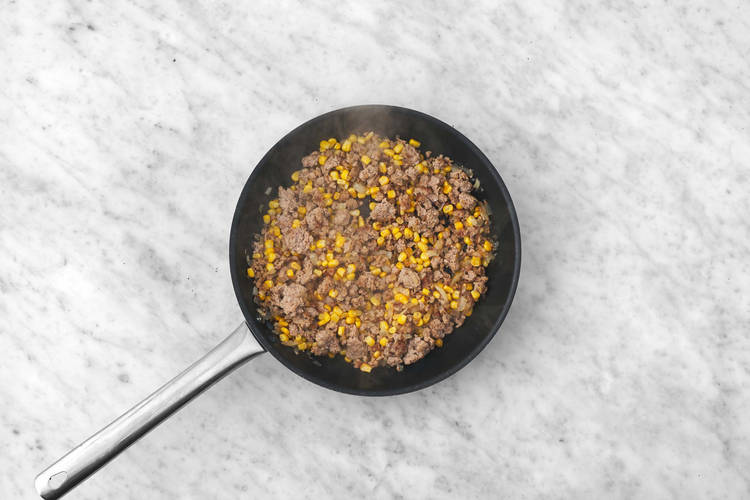 Cook plant-based protein shred filling