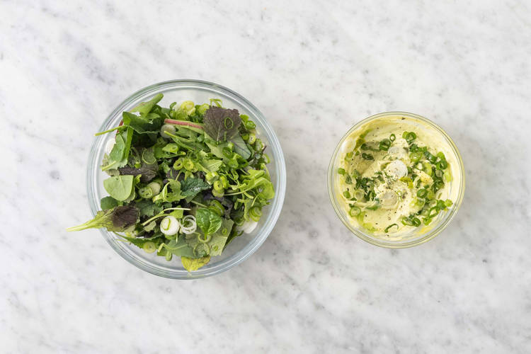 Make salad and green goddess sauce