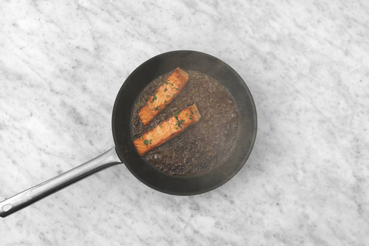 Cook the salmon & haloumi