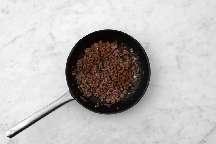 Cook plant-based protein shred mixture