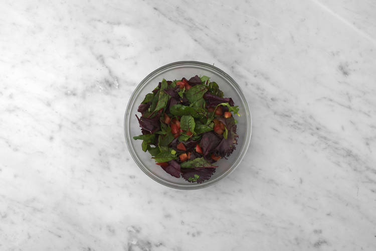 Cook the haloumi & toss the salad