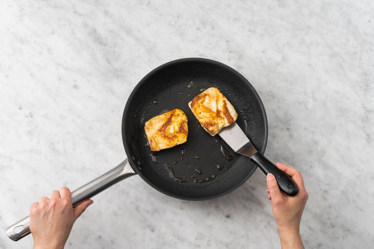 Cook the chicken & haloumi