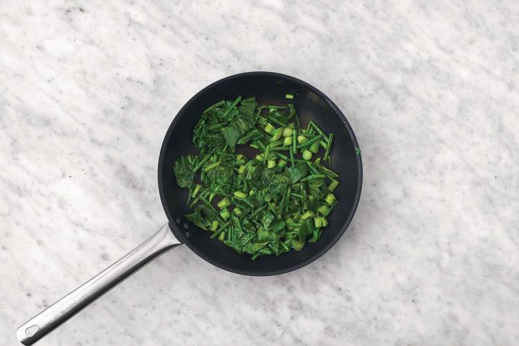 Cook the garlic veg