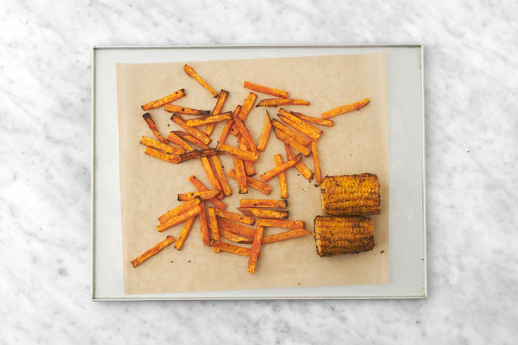 Cook the haloumi & roast the corn