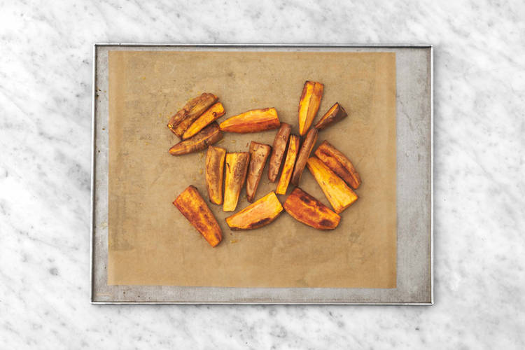 Ugnsrosta sötpotatis