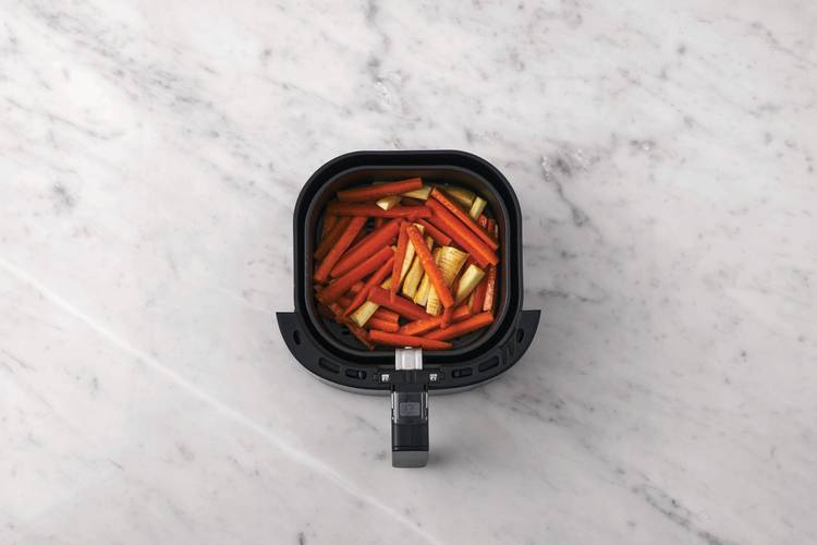Bake the veggie fries