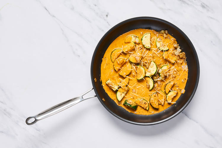 Cook veggies and sauce