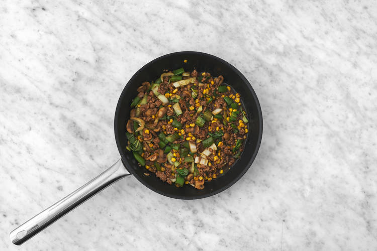 Cook the beef & veggies