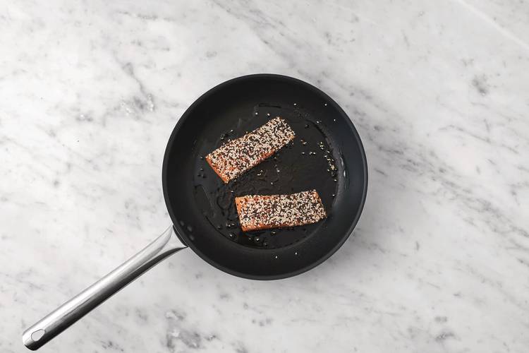 Cook the salmon & prawns