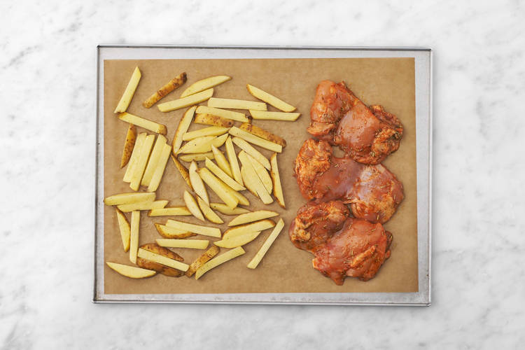 Cuocere patate e pollo