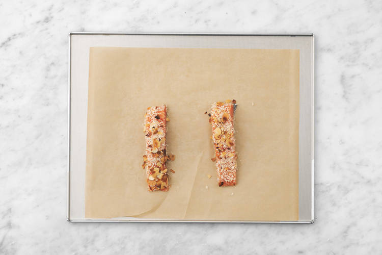 Cook the haloumi & bake the salmon