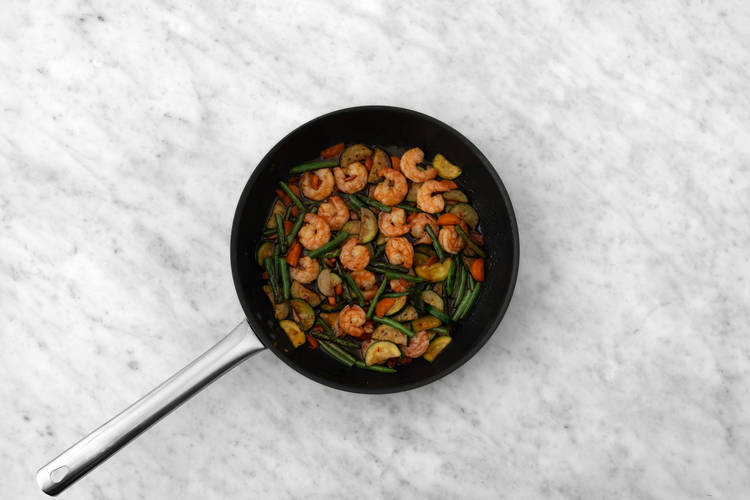 Cook the chicken &  prawns