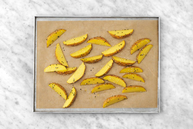 Bake the sesame wedges
