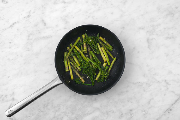 Cook the bacon & veggies