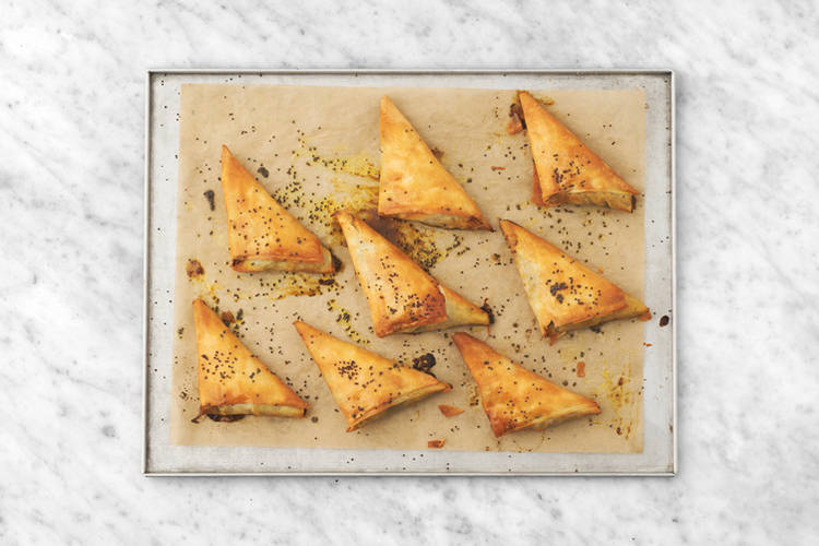 Bake the filo pockets