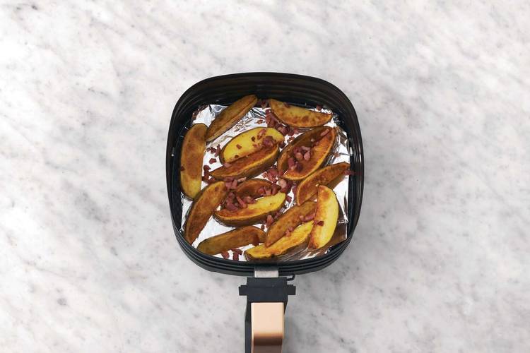 Roast the bacon potato wedges