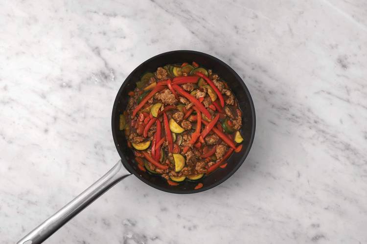 Cook the veggies & pork