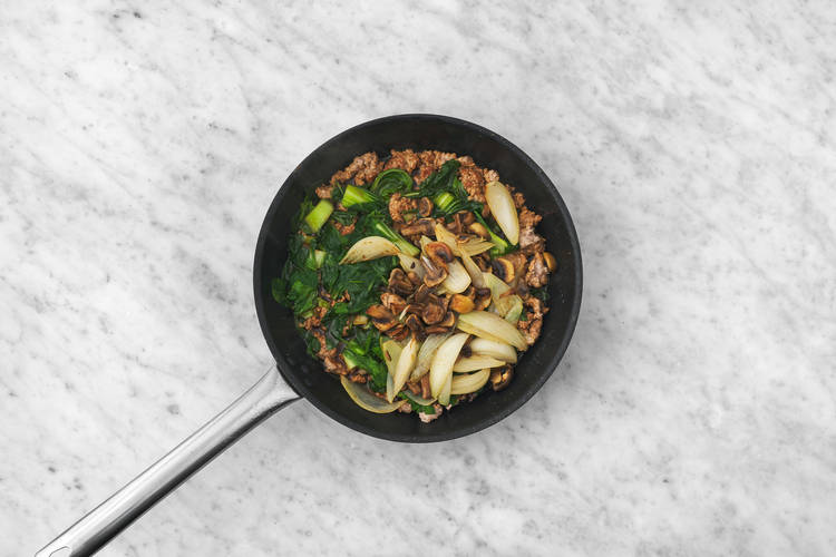 Cook the veggies & pork 