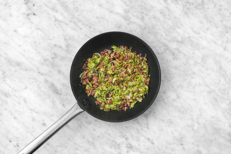 Cook the bacon & veggies 