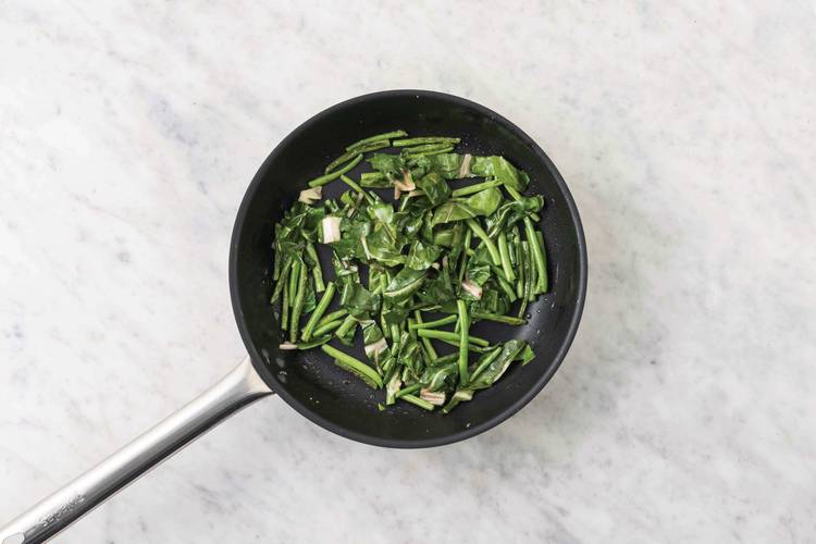 Cook the garlic greens