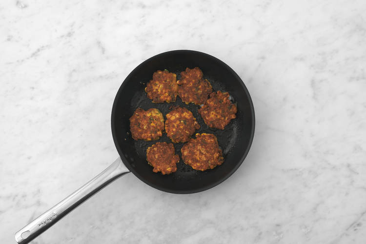 Cook the haloumi & the fritters