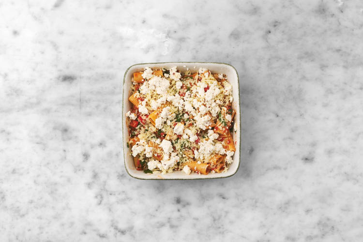 Assemble and broil rigatoni