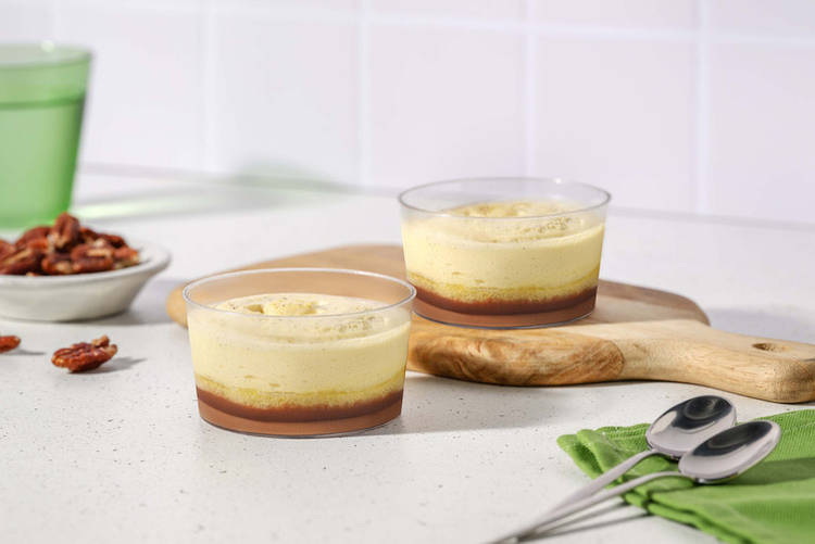 Parfait van vanille, karamel en pecannoten