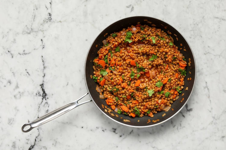 Add Lentils & Mix Sauce