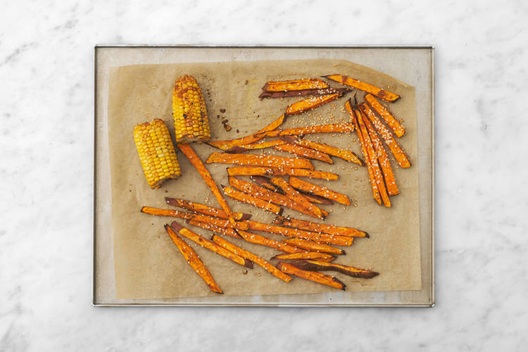Bake the fries & corn