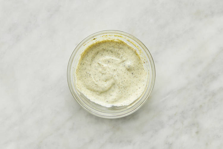 Make pesto mayo and assemble salad