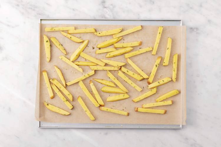 Bake the herby fries