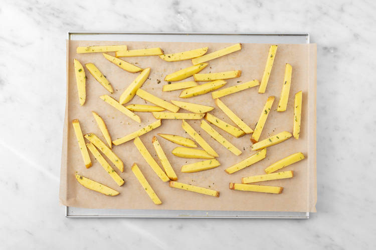 Bake the herby fries