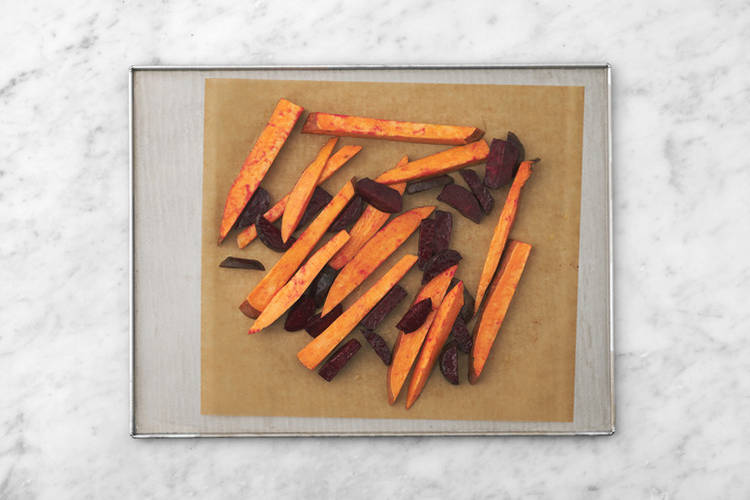 Bake the veggie fries