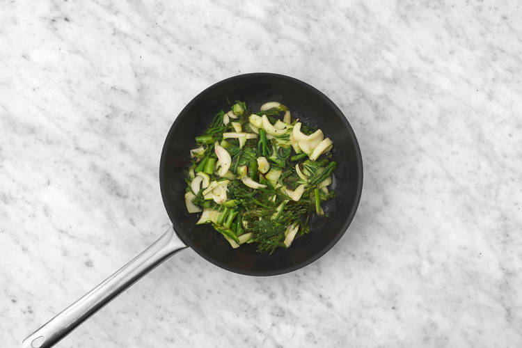 Stir-fry the veggies 