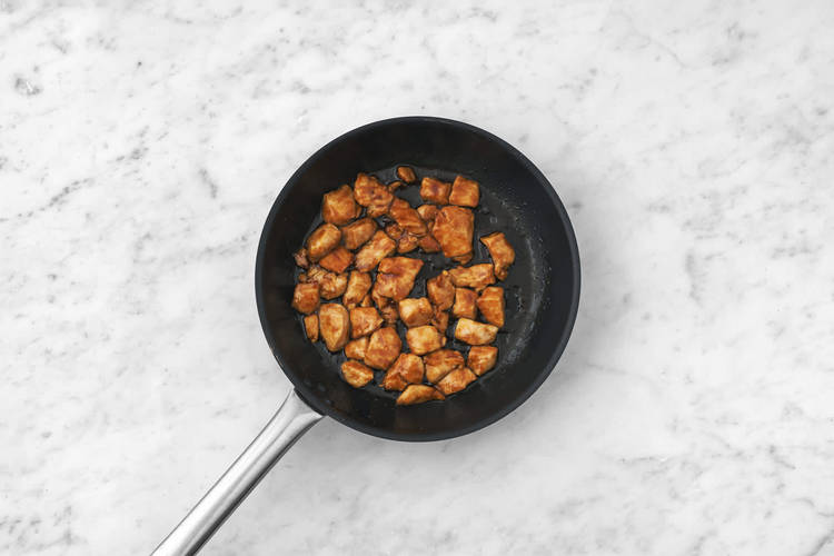 Fry the chicken & cook the prawns