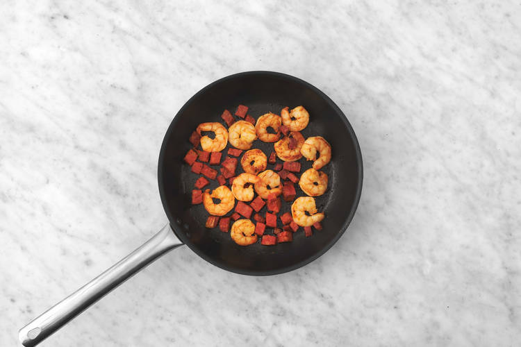 Cook the Prawns and Chorizo