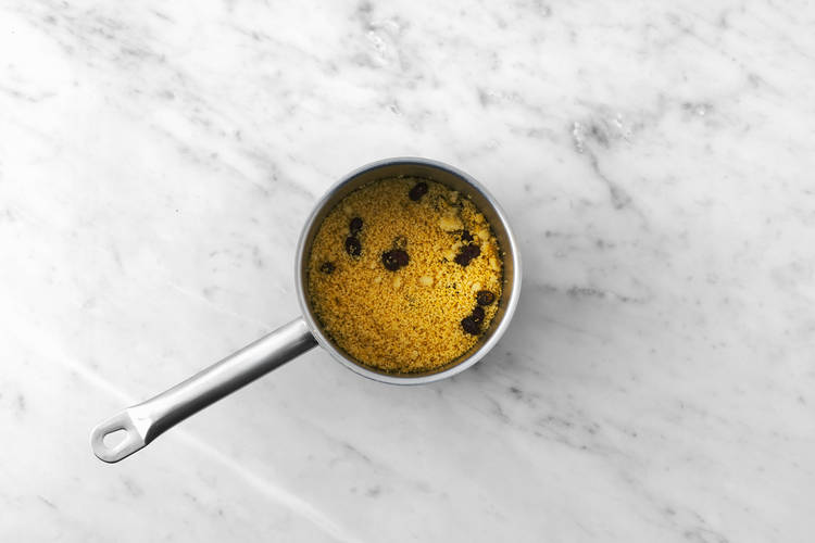 Make the couscous & cook the halloumi