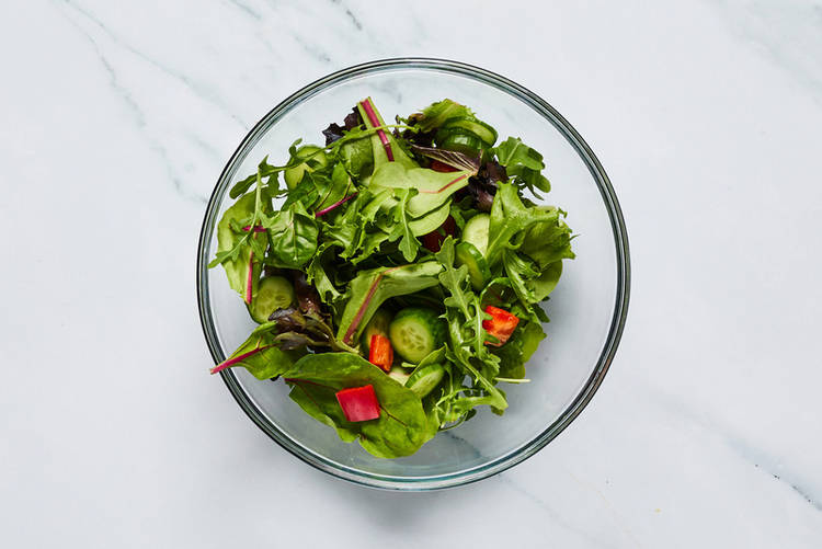 Broil chorizo melts and prep salad