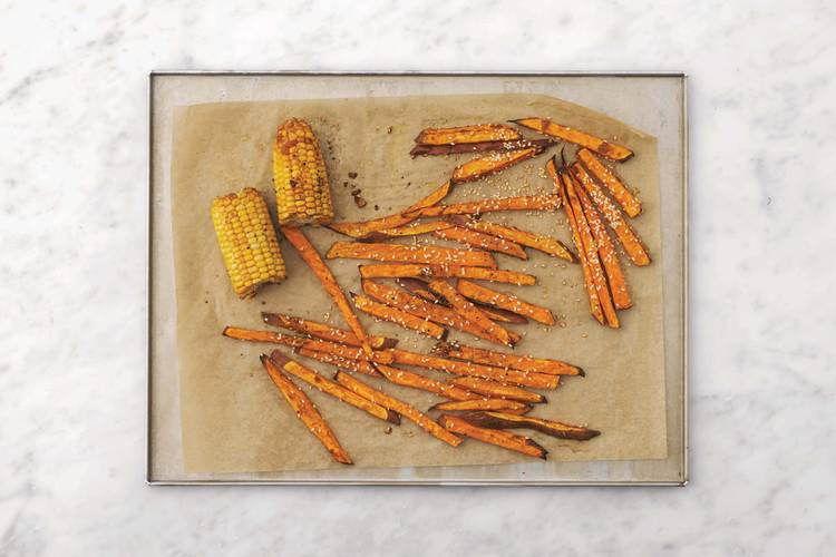 Bake the fries & corn