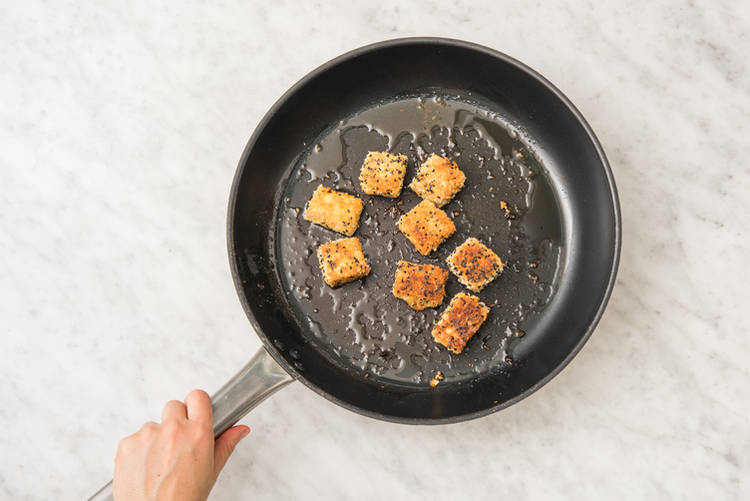 Cook the crumbed tofu