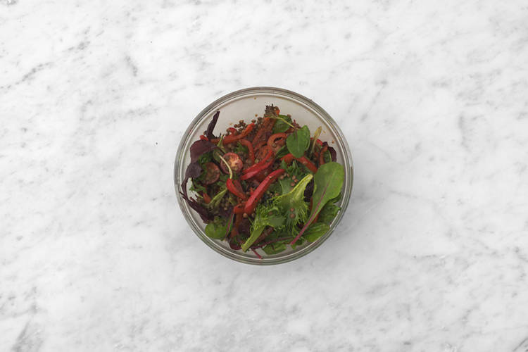 Make the salad & cook the haloumi