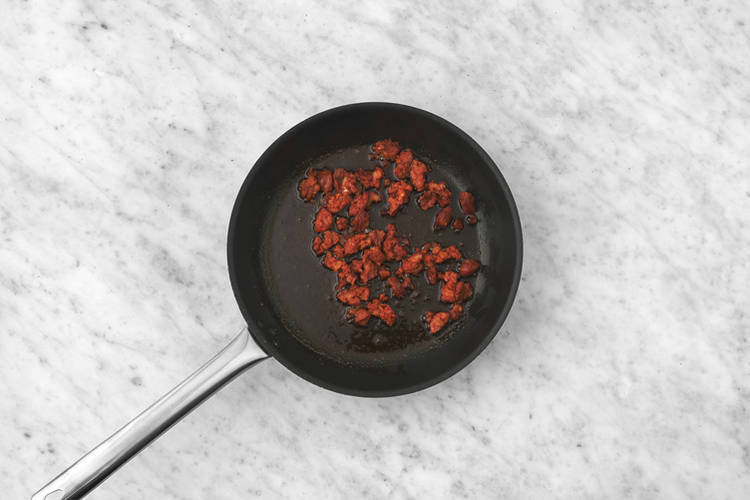 Cook the chorizo & prawns