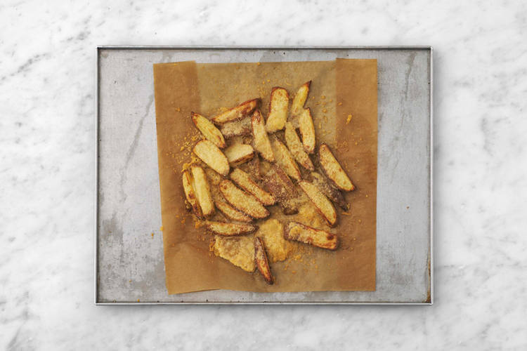 Gratiner sandwich og fries