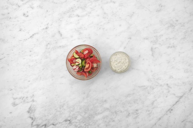 Toss the salad & make the dressing