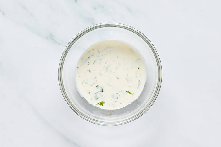 Make herby yogurt sauce
