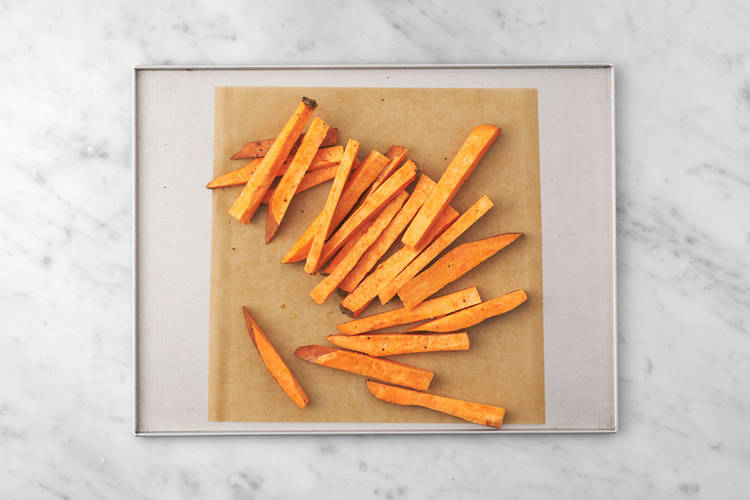 Bake the kumara fries
