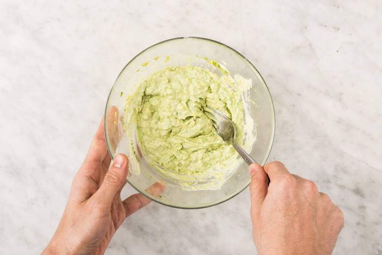 Make the crema & cook the beef strips