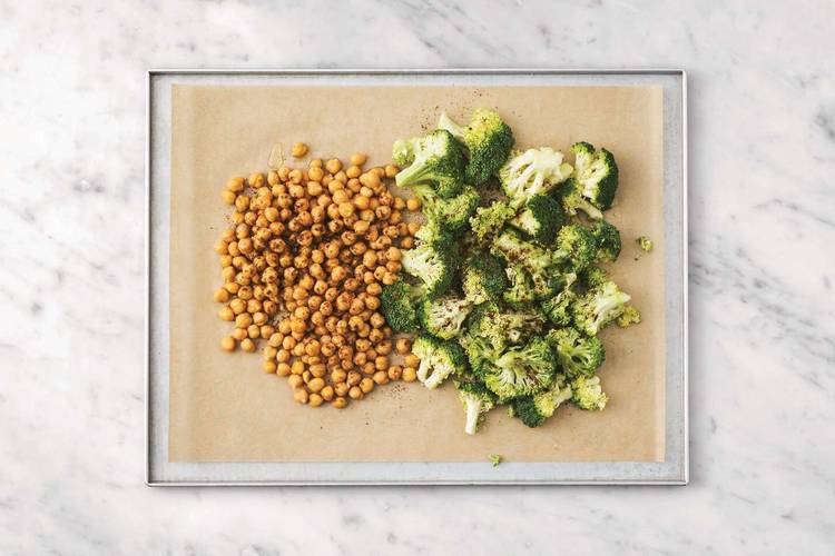 Roast the chickpeas & broccoli