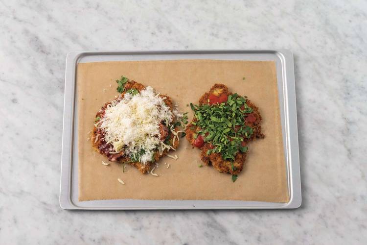Bake the chicken parmigiana