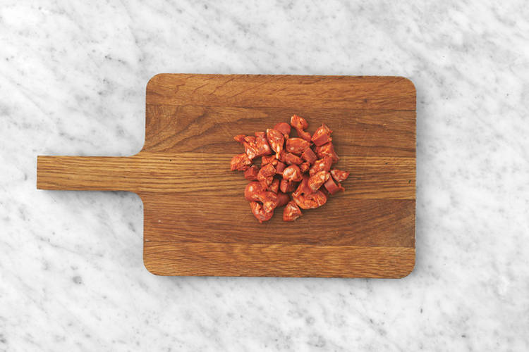 Prep the chorizo
